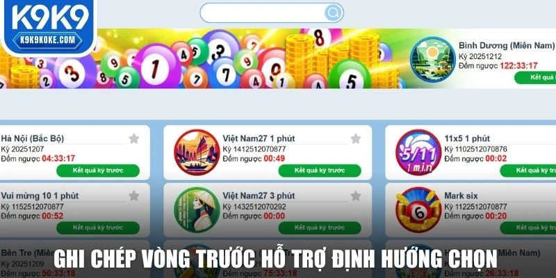 Ghi chép vòng trước hỗ trợ định hướng chọn xổ số K9K9